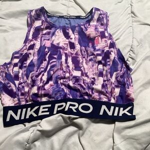 Nike Pro Women's Purple and Pink Crop Top